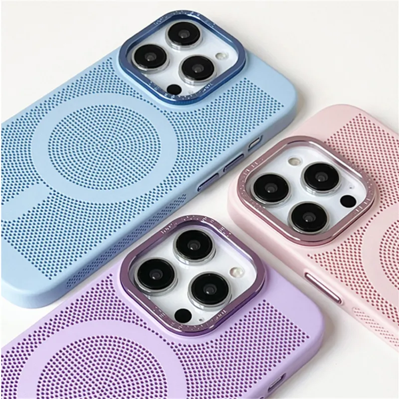 Breathable Mesh Magsafe Hard Phone Case with Metal Lens Protection for iPhone 13 - 1 قاب طرح توری مگ سیف دار مخصوص آیفون سری 13