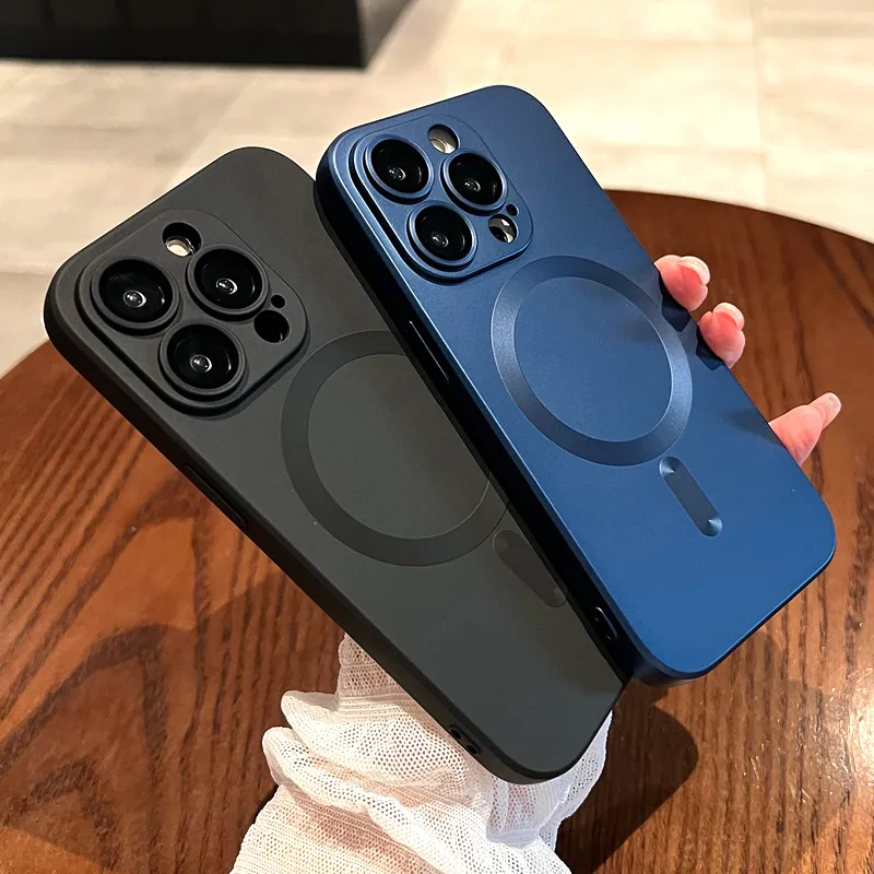 Liquid Matte Silicone Magsafe Case With Camera Lens Protector for iPhone - 1 کاور آیفون سیلیکونی مات همراه با حلقه مگ سیف لیزری و محافظ لنز