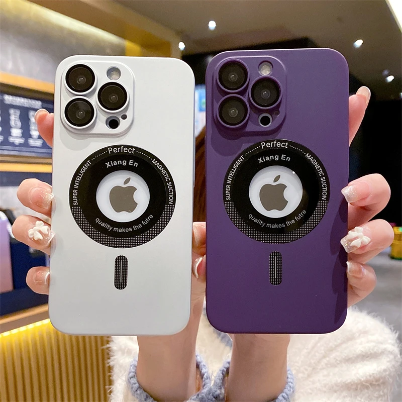 Matte Hard PC Shockproof Cover with Magsafe Logo Hole and Lens Protection for iPhone - 1 قاب آیفون ضد ضربه مات همراه با حلقه مگ سیف شیشه ای و محافظ لنز