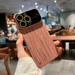 قاب آیفون Frameless (بدون فریم) طرح چوب همراه با محافظ کامل دوربین