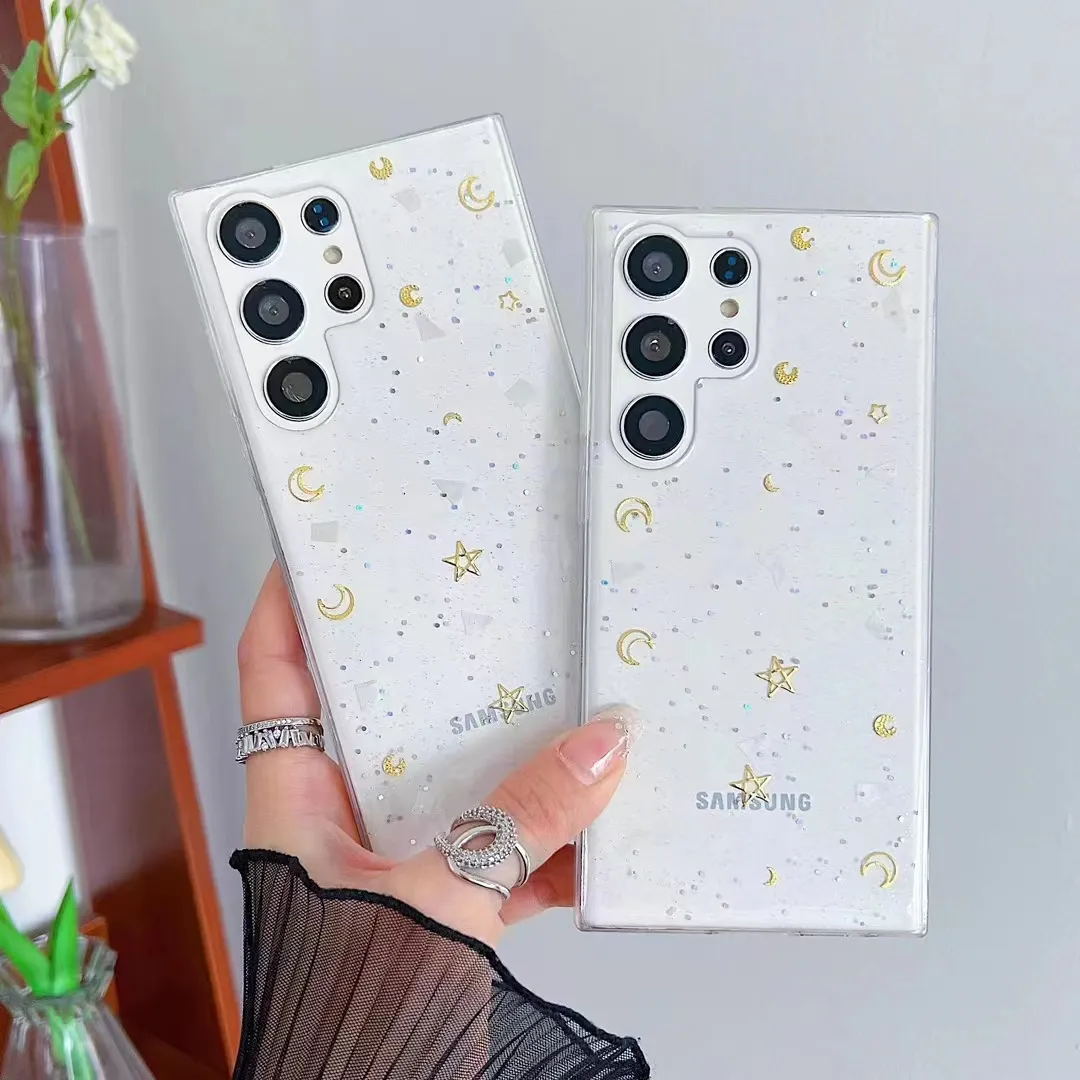 Star Moon Glitter Transparent Silicone Case For Samsung Galaxy S Series - 1 قاب سیلیکونی طرح ماه و ستاره مناسب برای گوشی های سامسونگ سری Galaxy S