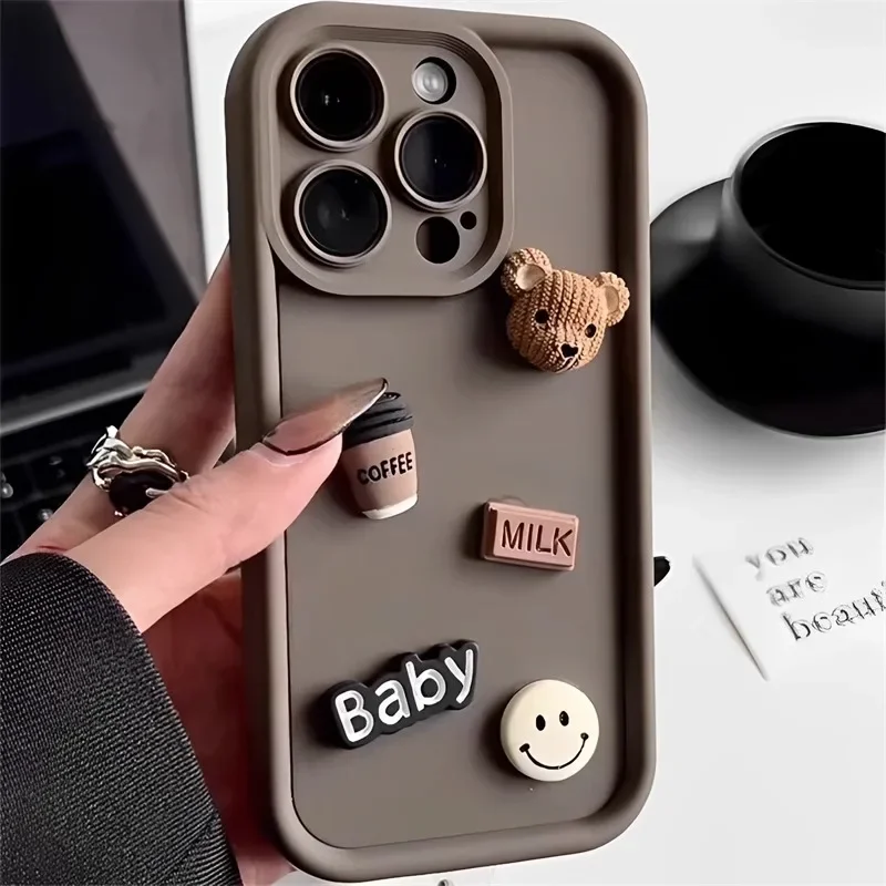قاب فانتزی سیلیکونی طرح Coffee & Bear مخصوص آیفون
